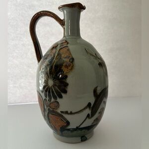 Ceramic Mexico Vase Pitcher Features Flower Butterfly Deer